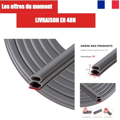 Joint de Porte Fenêtre Isolation Caoutchouc Autocollant 6m Gris - Photo 1/4