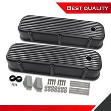 Retro Finned Tall Valve Covers Suit Chevy Bbc 396 427 1965-1995 Black Aluminum Retro Finned Tall Valve Covers Suit Chevy Bbc 396 427 1965-1995 Black Aluminum