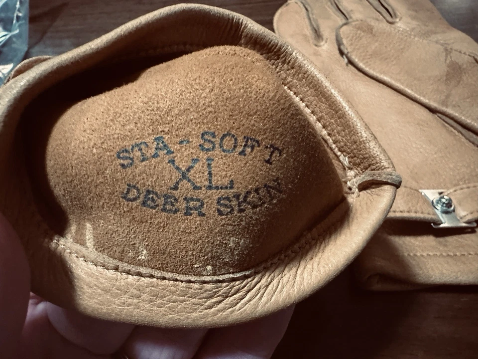 Vintage L.L. Guantes de cuero Bean Sta-Soft de piel de ciervo para hombre XL bronceado correa hebilla EE. UU. Foto 3 de 4