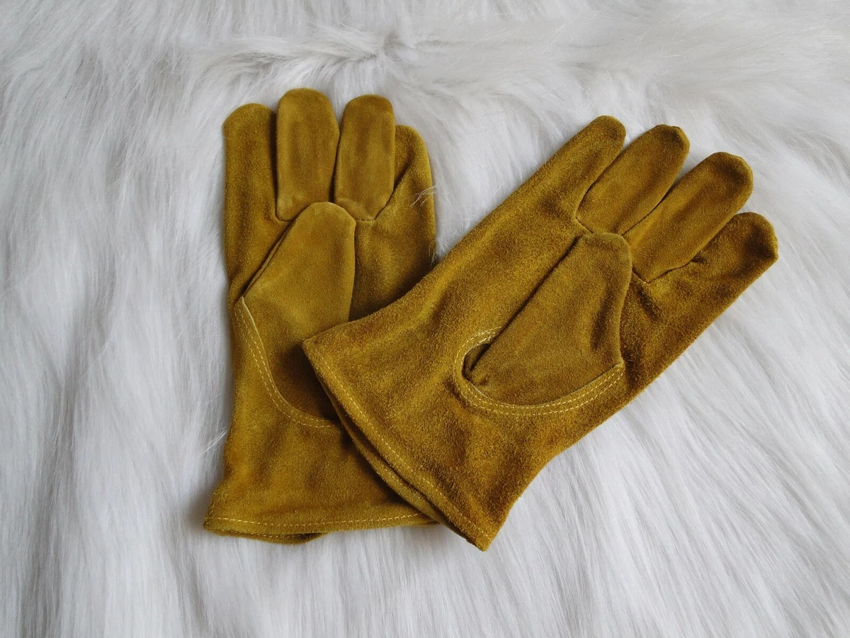 Heavy Duty Pig Leather Gardening Gloves W Shirred Wrist