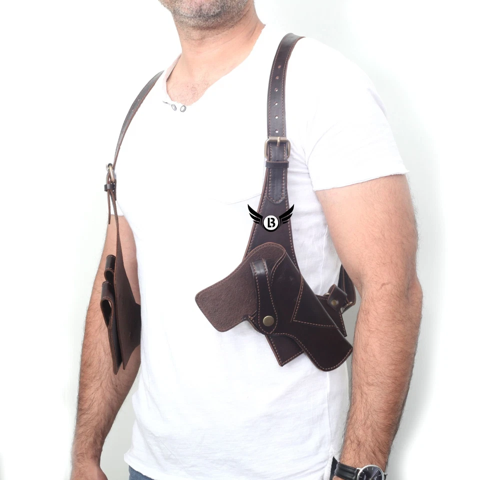 Concealed Holster Cowhide Leather Vertical Right Left & Handers Universal Size - Image 2 of 4