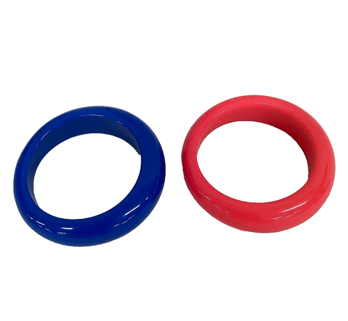 BEN AMUN BY ISAAC MANEVITZ Resin Bangle Bracelet Set Modernist Pink Blue Signed - Picture 4 of 7