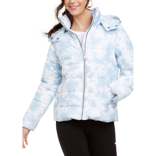 Calvin Klein Performance Printed Hooded Puffer Jacket - Tie Dye Waterfall Combo