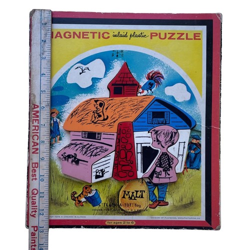 Rompecabezas magnético de juguete Teach A Tot década de 1950 casa vintage que Jack construyó niño pequeño 9 piezas - Imagen 5 de 14