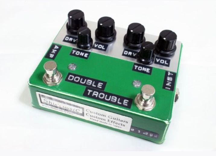 Shin's Music DOUBLE TROUBLE Green Relic Overdrive Pedal