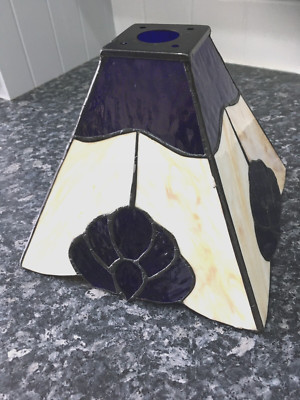 Tiffany Stil quadratische Lampe/Lampenschirm blau & creme 20 cm x 20 cm