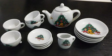 MINI white ceramic porcelain 14 pc Christmas tree  toys TEA SET plates pitcher
