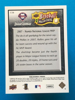 2008 Upper Deck Baseball Heroes Black Jimmy Rollins #134 | eBay