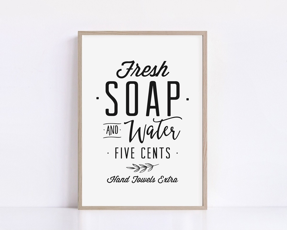 Vintage Bathroom Soap & Water Home Decor Sign Vintage Bathroom Soap & Water Home Decor Sign