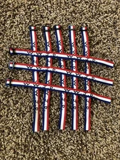 1 Woven Jesus Religious WWJD Bracelet Fundraiser Wristband Red/White/Blue Stripe