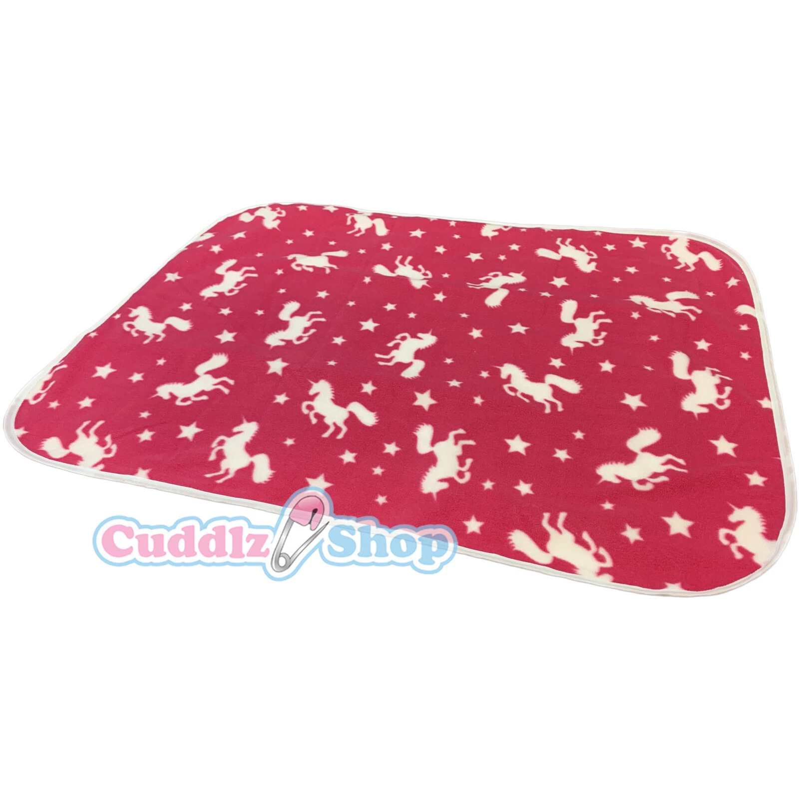 Cuddlz Pink Unicorn Pattern Fleece Adult Sized Changing Mat Reversible