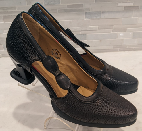 Scarpe decolte donna JOHN FLUEVOG marrone scuro/bronzo aperte laterali in pelle 10