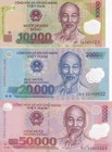 Vietnamese dong bank note set 3 ( VND 10k + 20k + 50k ) Brand New Uncirculated