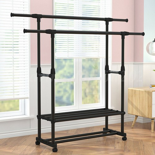 Rolling Garment Rack Heavy Duty Collapsible Clothing Clothes Rack Chrome Wheels - Picture 59 of 73