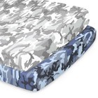Blue & Gray Camo Prints 2 Pack Playard, Mini Crib, Pack & Play Fitted Sheets