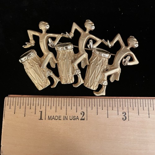 African Drummers Brooch