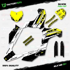 White & Yellow Slick Racing Graphics Kit fit 19-24 Kawasaki KLX140 KLX 140 Decal