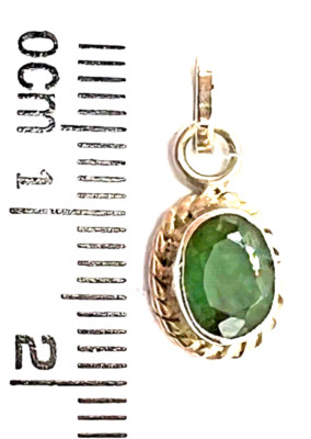 925 St. Silver Pendant Studded with Oval Shape Emerald