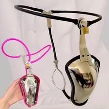 Male Invisible Chastity Belt Stainless Steel Cage Bondage Device with Hole BDSM