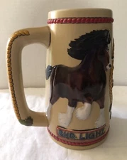 Anheuser Busch Vintage Beer Stein Mug Bud Light Clydesdale Horses Ceramarte
