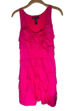 INC International Concepts Women's Pink Sleeveless Tiered Ruffle Dress Sz Medium