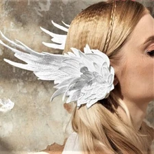 Bohemian Fairycore White Polyester Lace Wing-like 2 Hair Clips New w/oTag