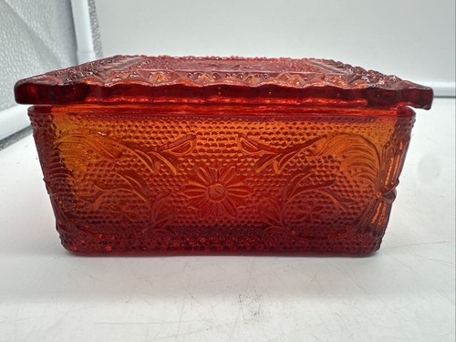 Tiara Glass Amberina Box With Lid 3.5 X 2.5 Inches 1920-1930's - Picture 6 of 8