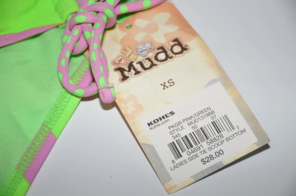 Mudd плавать бикини низ купальник женский размер XS подростков в полоску неоновый новый - Изображение 3 из 4