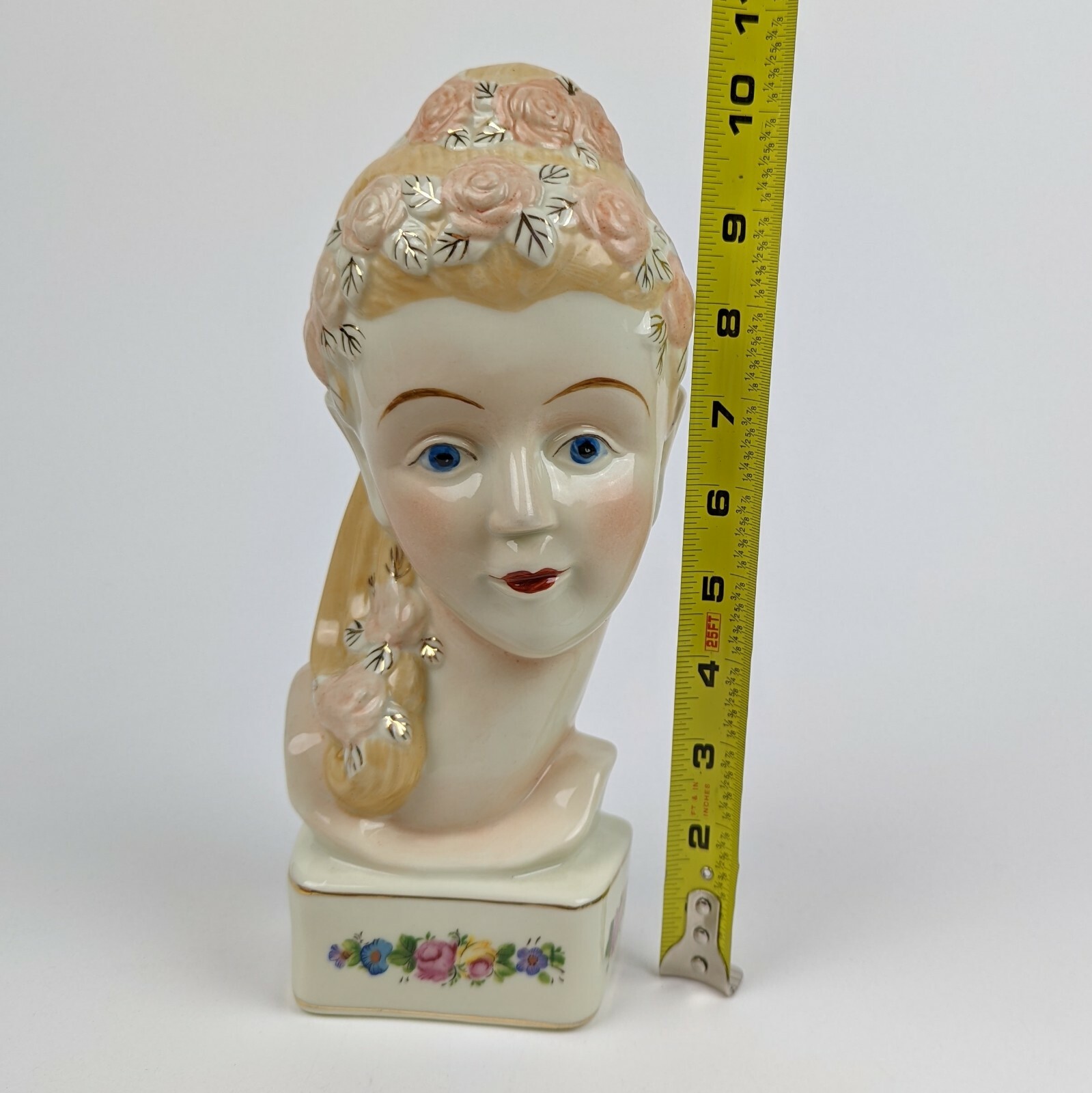 Vintage MCM Beautiful Lady Head Wall Pocket Vase Floral Porcelain Decor