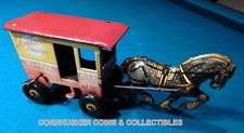 MARX TOY TOWN DAIRY HORSE DRAWN WAGON 1940'S WIND UP EXCELLENT VIDEO