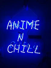 Anime N Chill Neon Sign Light Game Room Wall Hanging Nightlight Artwork 14"x12"
