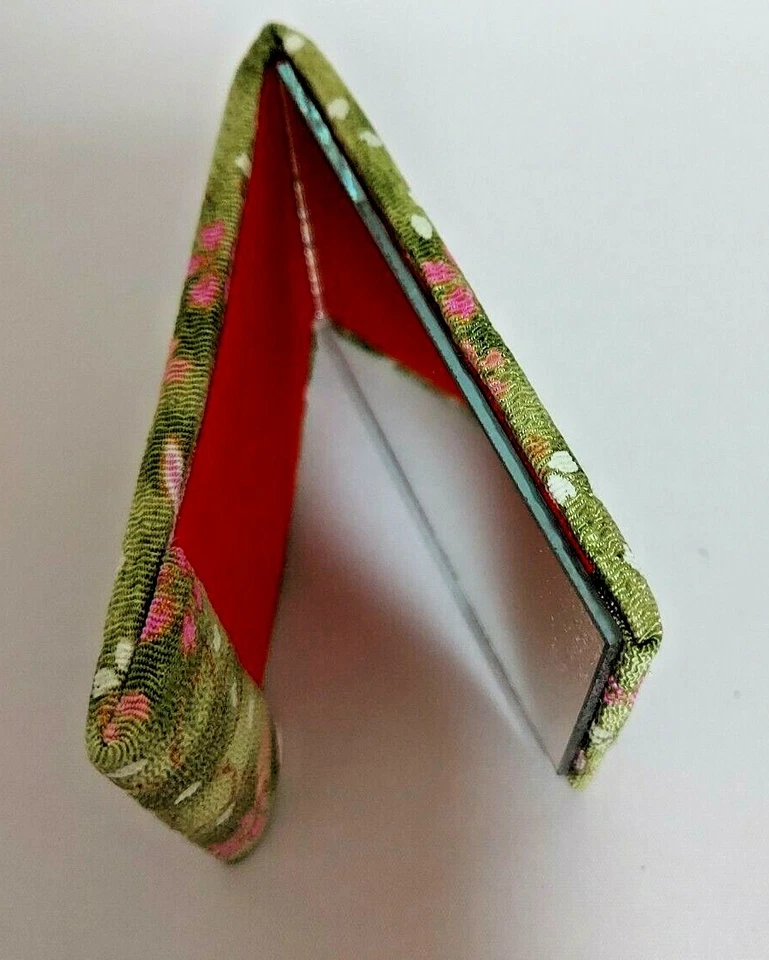 Espejo de pie compacto japonés artesanía chirimen patrón crepé Kyoto Foto 4 de 4