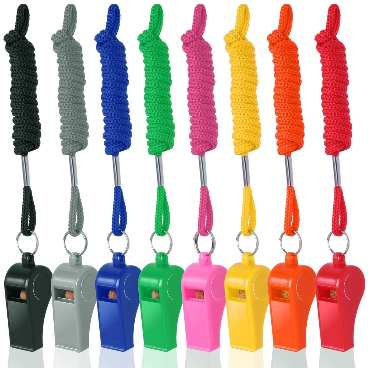 Colorful Plastic Whistles with Lanyards 120dB Loud Sports Whistle