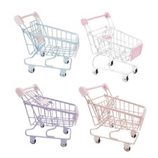 Mini Shopping Cart Toy Small Supermarket Cart Miniature Role Playing Pretend