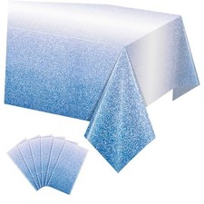 Ombre Plastic Tablecloth for Parties, Gradient Pastel Disposable 6 Pack Blue