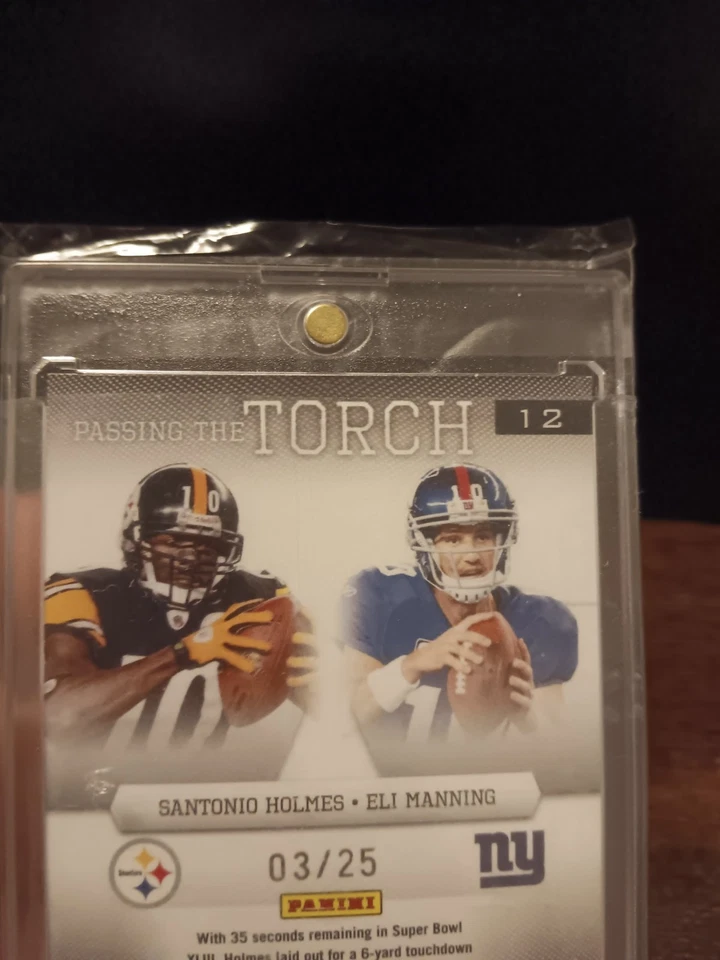 2011 Donruss Passing Torch 签名 /25,ELI MANNING SANTONIO HOLMES 巨人钢人队 — 第 4/4 张图片