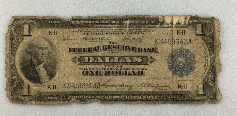 1918 Series $1 Dallas Federal Reserve Bank Note