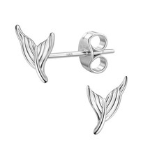925 Silver Mermaid Tail Stud Earrings 92.5 Sterling Silver  Stunning Shine