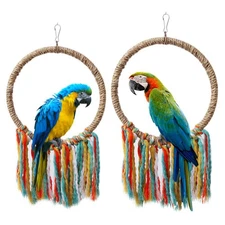 Pet Bird Parrot Toy Cotton Rope Circle Chewing Bite Parrot Perch Hanging Cage