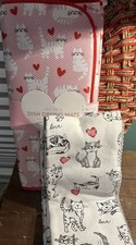 ENVOGUE KITCHEN DRYING MATS 2 CATS PINK RED HEARTS 16x22 Bonus Towels 3