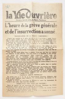Tract Résistance La Vie Ouvrière Libération de Paris Août 1944 WW2