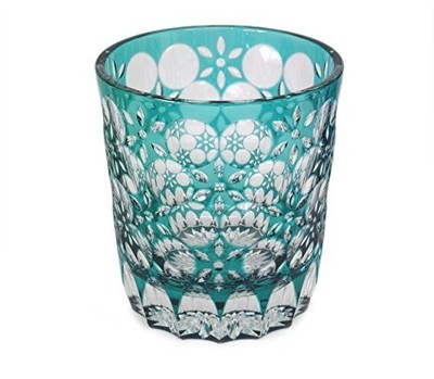 Oba Glas Steinglas in Holzkiste [Kaleidoskop / grün / ca. 8,2 cm Durchmesser