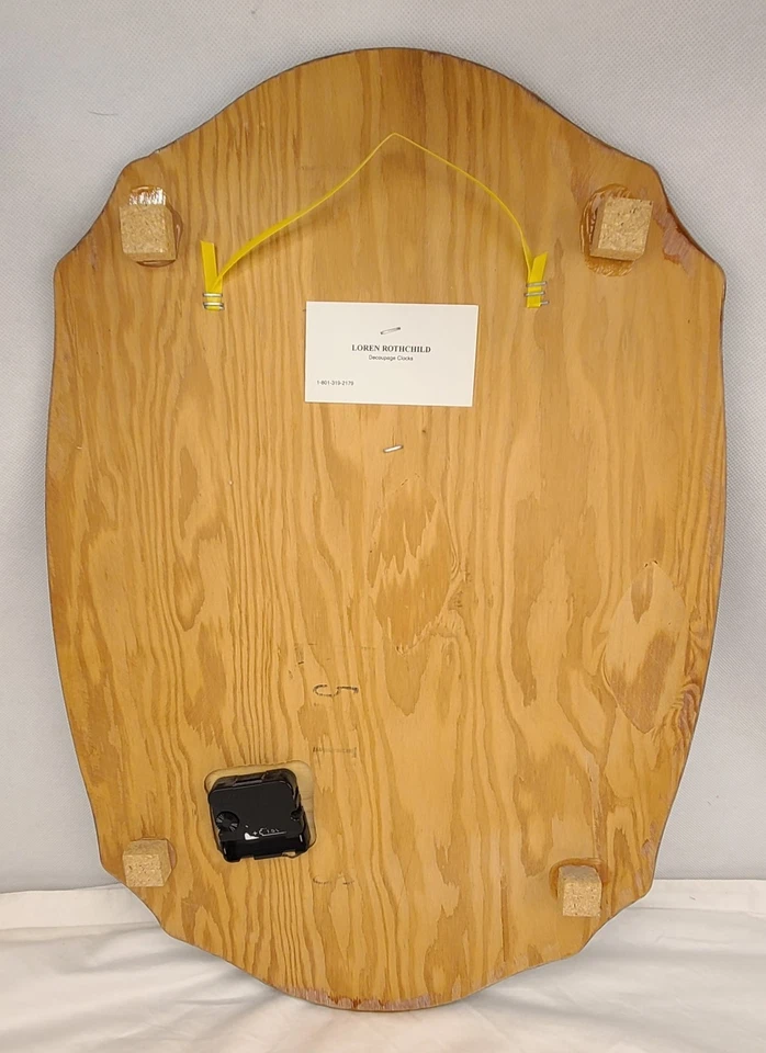 Loren Rothchild Decoupage Wall Clock Tigers Wildlife Art Wood 22x16 Rustic Decor - Image 2 of 4