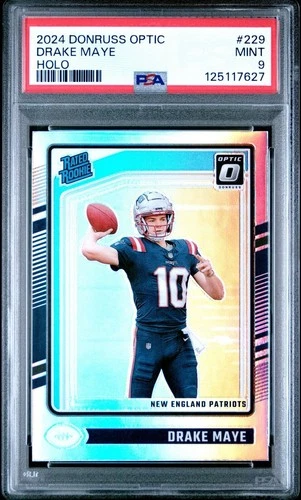 2024 Panini Donruss Optic Drake Maye Rated Rookie RC Holo Prizm #229 PSA 9 Mint