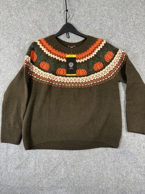 Vince Camuto Fall Autumn Halloween Sweater Womens M Brown Knit Pumpkin NWT
