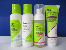 DevaCurl No Poo Cleanser, Conditioner, Foam, Elongator Travel Set Pack of 4 