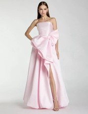 Mac Duggal 21245 Sz 14 Pink Mikado Strapless Bow Pockets Ball Gown $598