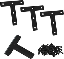 Ymaiss 40 Pack T Shaped Repair Plate, Heavy Duty T Type Shelf Bracket, Black 