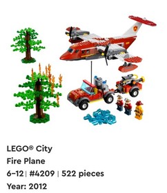 LEGO CITY: Fire Plane (4209), 100% Complete set with manuals and figures, no box