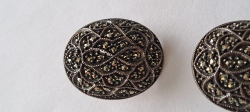 Sterling Silver Earrings Marcasire French Clip On Style Marked By Maker G S - Picture 9 of 16